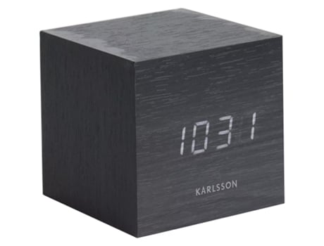 Relógio Despertador Folheado a Madeira KARLSSON Mini Cube Led