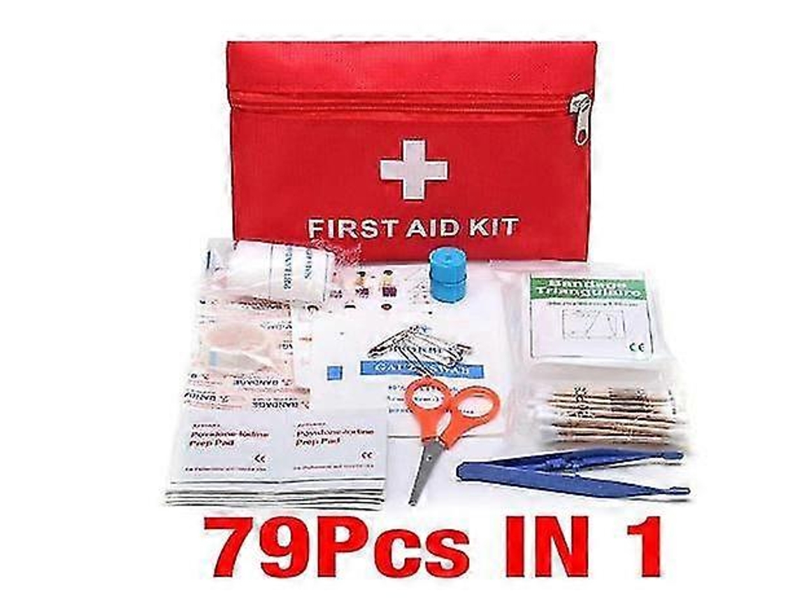 Kit De Sobrevivência Portátil De Emergência Com 79 Peças, Kit De Primeiros Socorros, Medicamentos, Kit Médico Para Camping, Trilhas E Atividades