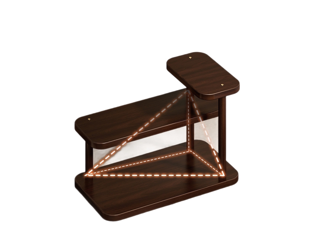 Suporte de mesa de madeira com três neves para jogos de café, xícaras e chá, 30 × 14 × 20 cm