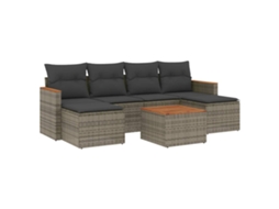 Conjunto de 7 Sofás para Jardim com Almofadões Vime Pe Cinzento MAISON EXCLUSIVE (7 pcs)