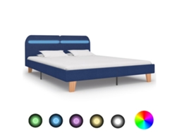 Bed Frame, Bed Frames Vidaxl Azul Tecido (180 X 200 Cm)