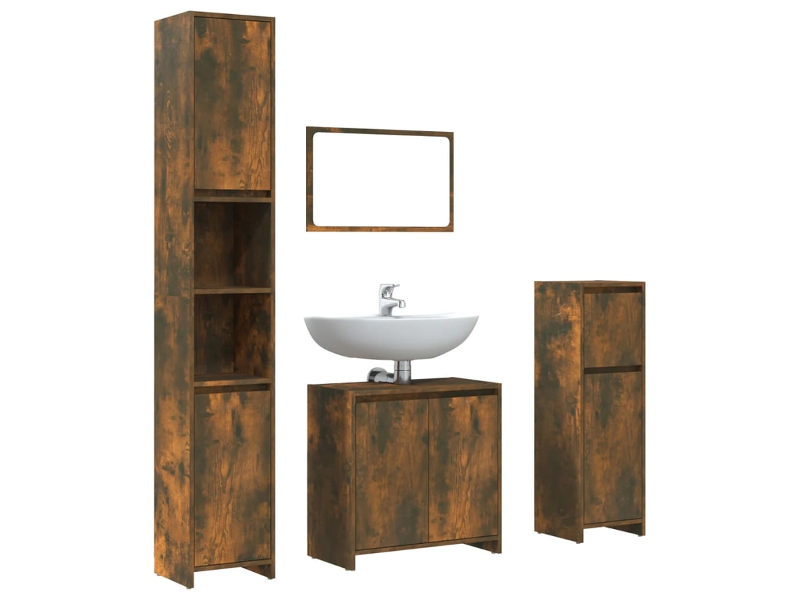 Bathroom Furniture Set, Bathroom Furniture Sets Vidaxl Marrom Madeira Processada (n/a)