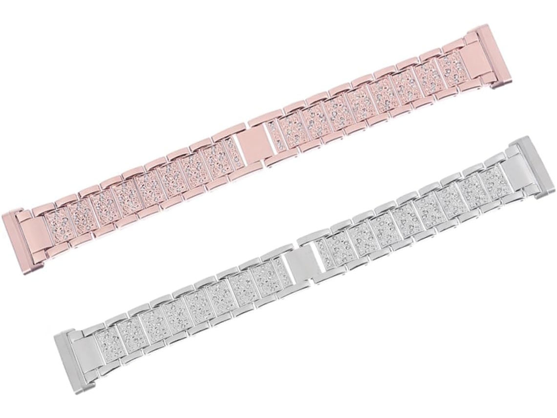 2 Pulseiras De Relógio Com Diamantes, Aço, Acessórios Para