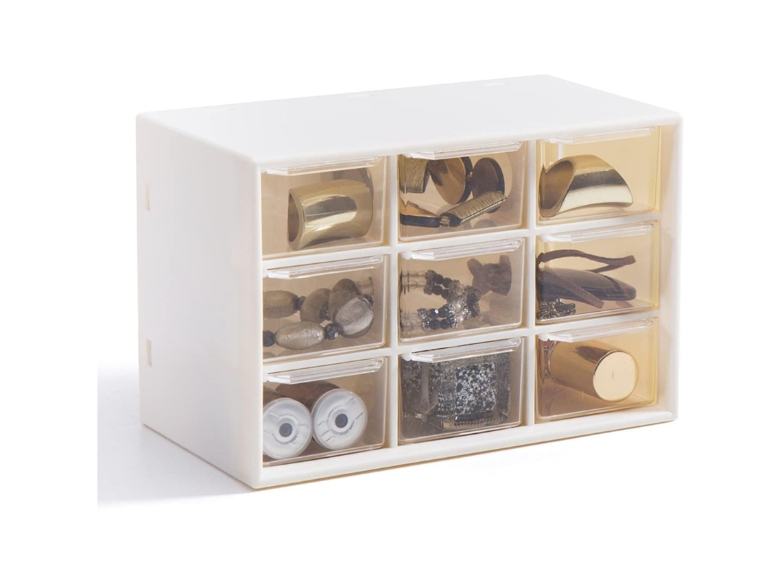 9 Caixas De Armazenamento Com Puxador Branco 18x9,8x12cm