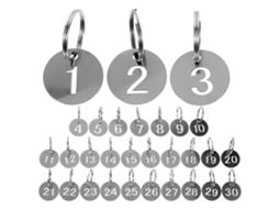 Conjunto de 30 Chaveiros com Etiquetas Numeradas em Aço Inoxidável, de 1 a 30 BRILVIBERA
