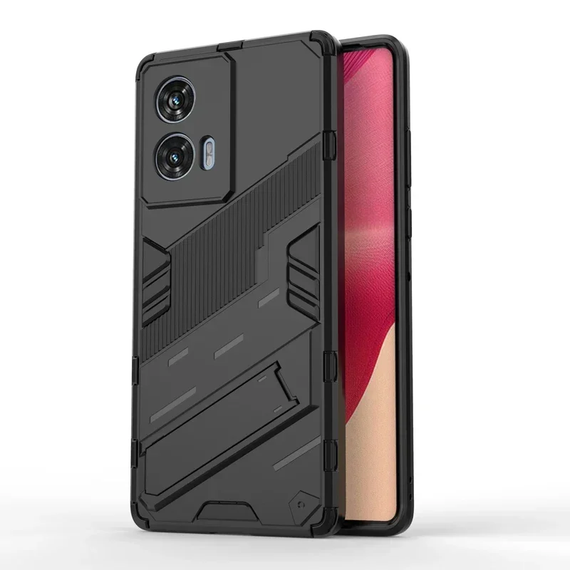 Capa Para Celular (preta, Motorola Moto G04) Com Suporte, Capa Traseira Rígida De Policarbonato À Prova De Choque.