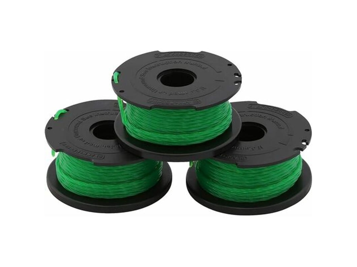 3 Bobinas De Reposição Para Cortadores De Relva Black+decker, Linha De Nylon 2mm 6m, Compatível Com Reflex Plus