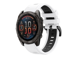 Bracelete para Garmin Fenix 8 Amoled Silicone Esportivo Duas Cores (22mm) Branco + Parte Traseira XIAOMOYU (47mm)