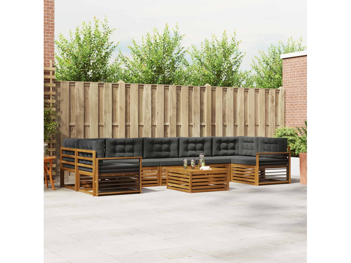 Vidaxl Conjunto De Sofás Para Exterior 8 Unid. Natural E Antracite