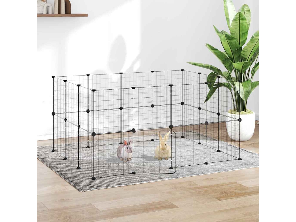 Vidaxl Gaiola P/ Animais De 28 Painéis C/ Porta 35x35 Cm Aço Preto