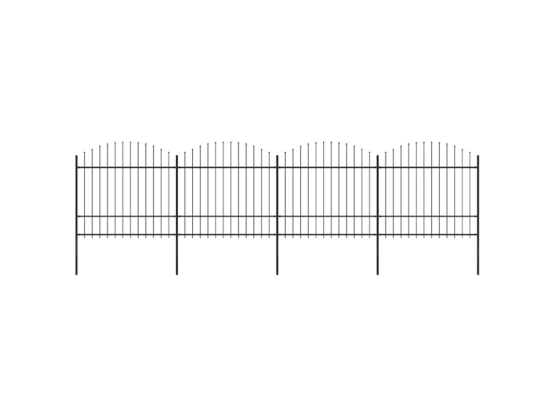 Vidaxl Cerca De Jardim Com Topo Em Forma De Lança Em Aço 671x175 Cm, Preta
