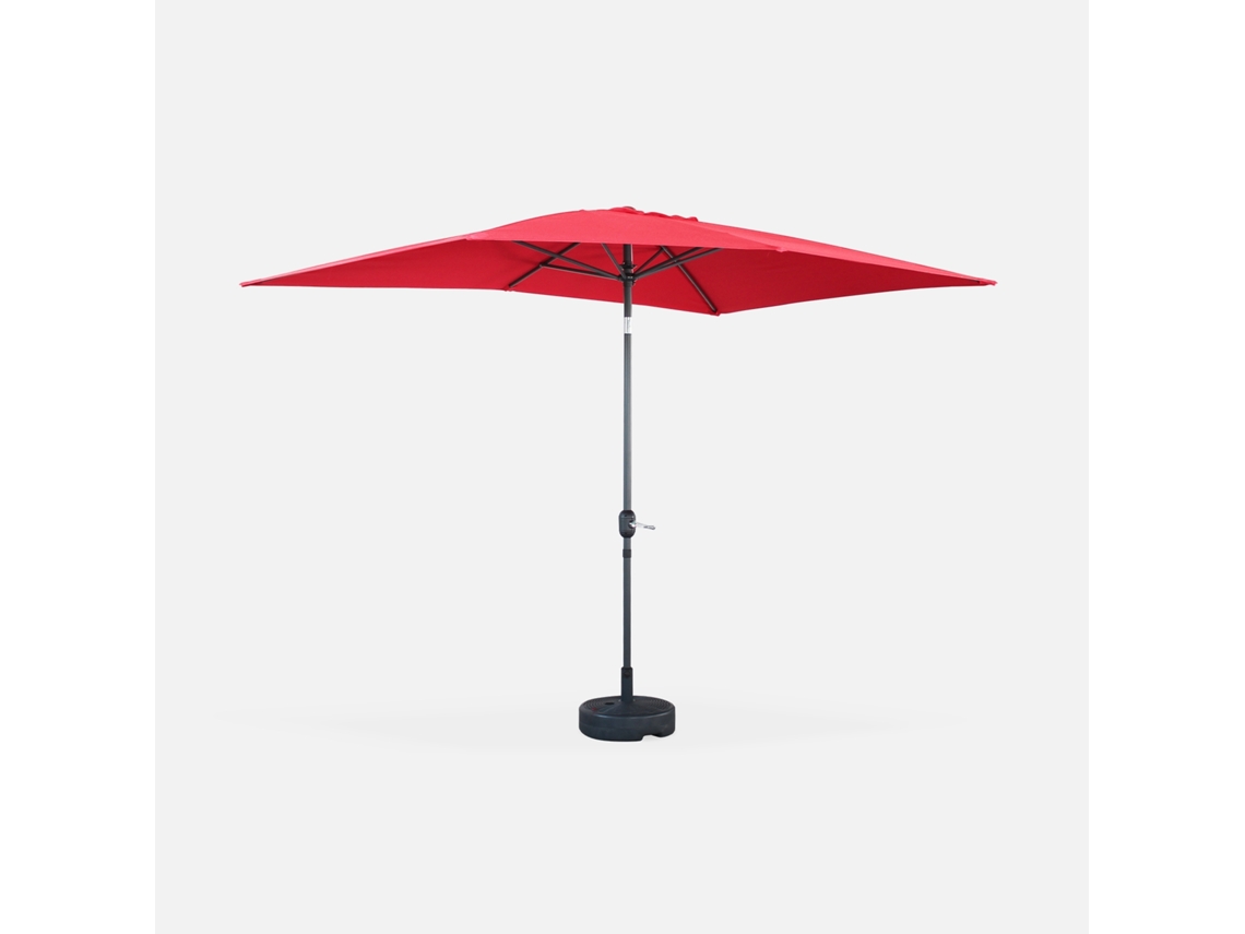 Chapéu-de-sol central, retangular, vermelho, 2x3 m Touquet SWEEEK
