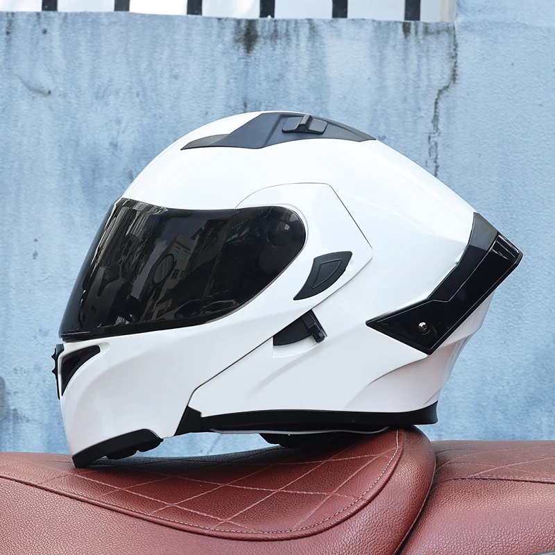 (m) Capacete Modular Unissex Com Lente Dupla, Certificado Dot, Material Abs