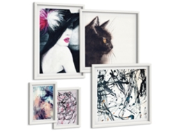 Pinturas Murais Modernas Flores, Padrões De Fundo Pastel Moldura Branca Quadros Para O Escritório Espelharte (conjunto De 5 Imagens)