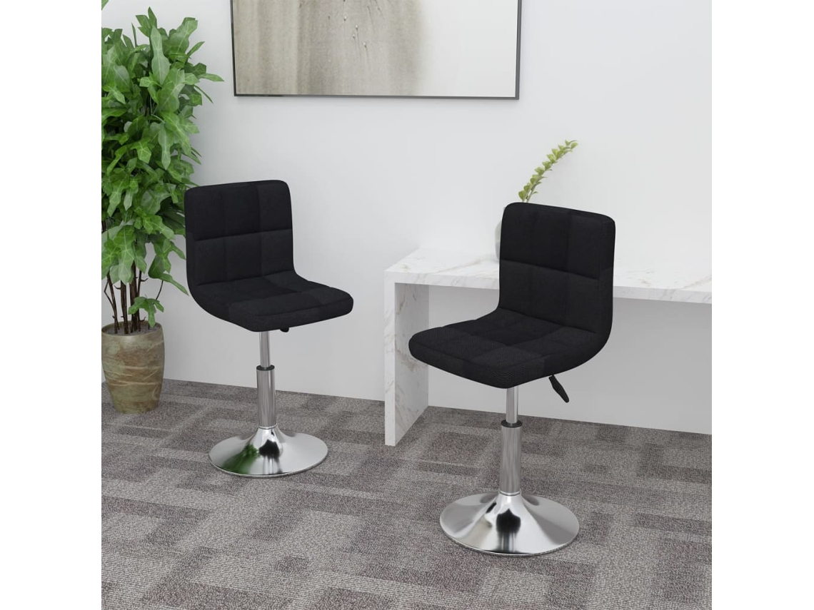 Vidaxl Cadeiras De Jantar Giratórias 2 Pcs Tecido Preto