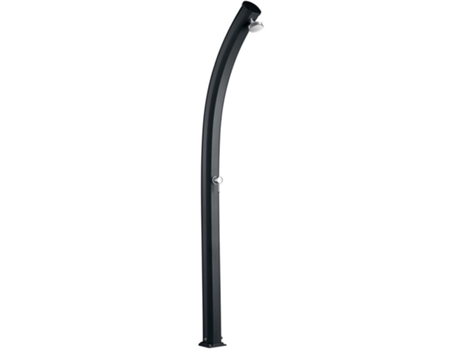 Chuveiro Arkema Jolly Preto, ideal para jardim, tubo único, água quente, altura 226cm, estrutura de alumínio.