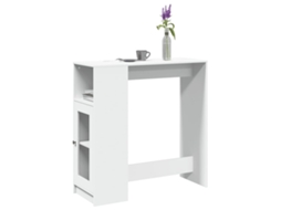 Vidaxl Mesa De Bar Com Prateleiras Derivados De Madeira Branco