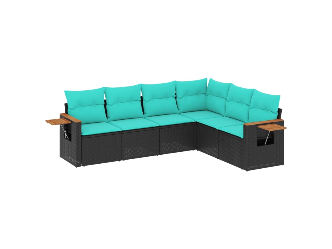 Conjunto de 6 Sofás P/ Jardim C/ Almofadões Vime Pe Preto MAISON EXCLUSIVE (6 pcs)