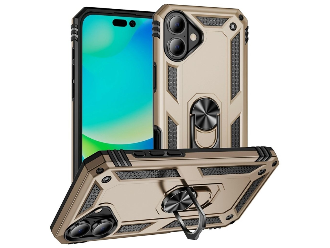 Capa Para Iphone 17 Com Suporte De Anel - Dourada