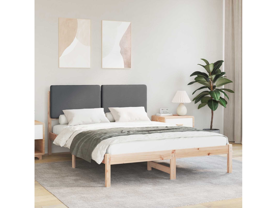 Vidaxl Estrutura De Cama Com Cabeceira Estofada Cinza Escuro