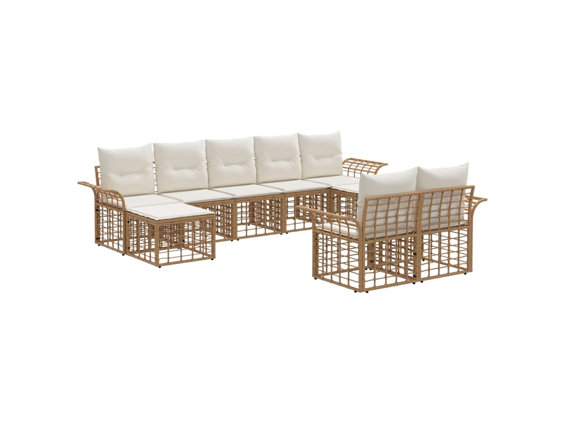 Maison Exclusive - Conjunto De Sofás Para Exterior 9 Unid. Natural E Branco Creme