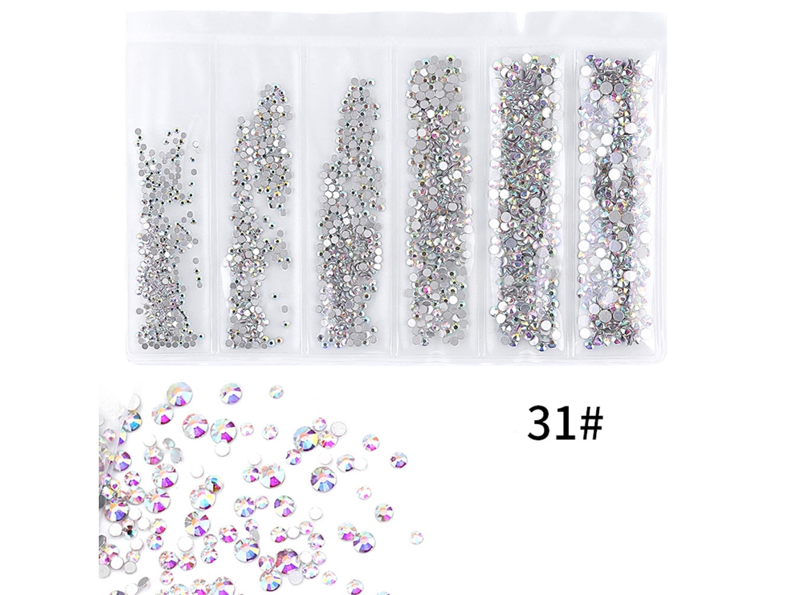 Piedras Strass Para Uñas Artísticas 6 Cuadrículas Coloridas 1440pcs Ferramentas Diy De Manicure