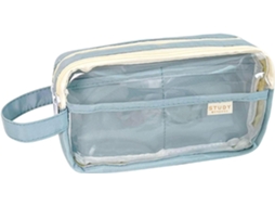 Estojo Transparente Para Lápis Com Dois Compartimentos Grandes, Ideal Para Guardar Maquiagem Em Viagens.