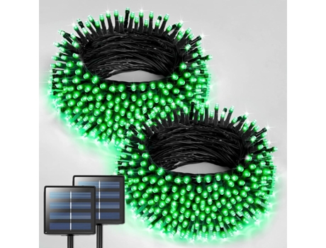 Pacote com 2 Luzes Solares para Áreas Externas-7M 50Led String Light À Prova D'Água com 8 Modos para Jardim Decorações de Natal CHRUI Verde