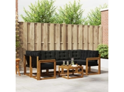 Vidaxl Conjunto De Sofás Para Exterior 7 Pcs Natural E Preto