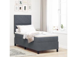Cama Box Com Colchão Cinza Escuro 80x200 Cm Veludo