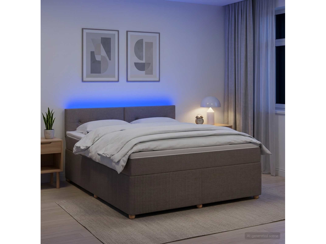 Vidaxl Cama Box Spring Com Colchão Cinzento-acastanhado 140 X 200 Cm