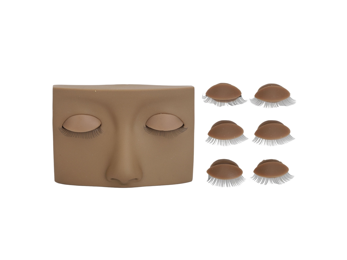 Cabeça De Boneca Para Prática De Cílios Com 3 Pares De Pálpebras Removíveis Cor Café