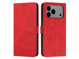 Capa De Couro Para Celular Com Estampa De Coração E Cordão Longo