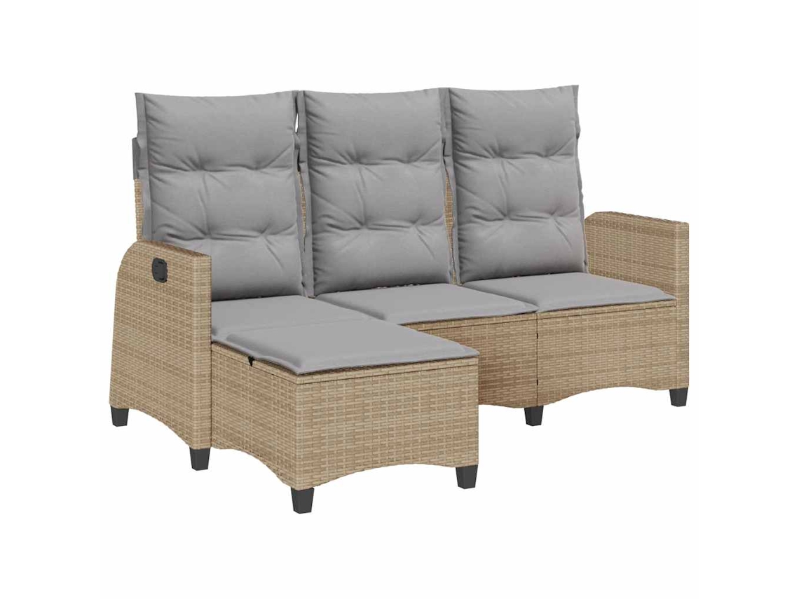 Maison Exclusive - Sofá De Jardim Reclinável Em Forma De L Com Almofadões Vime Pe