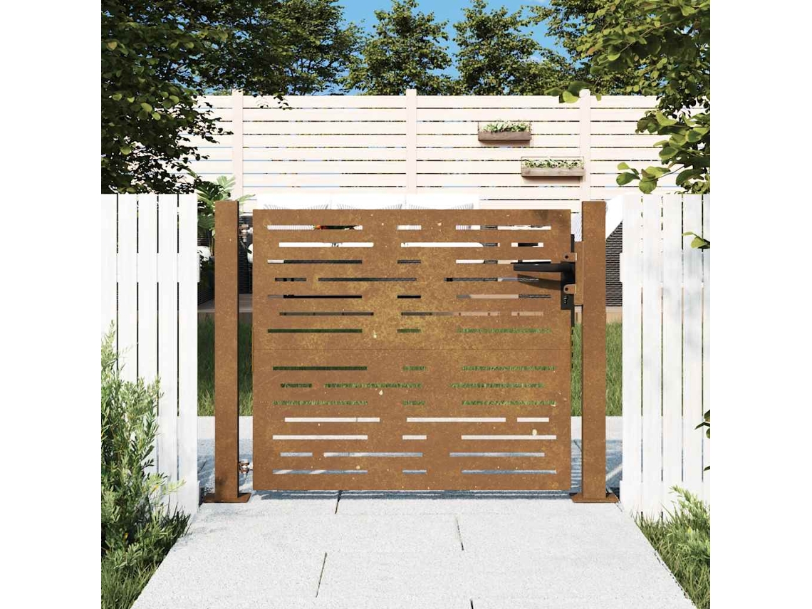 Vidaxl Portão De Jardim 100x100 Cm Em Aço Corten Com Design Quadrado