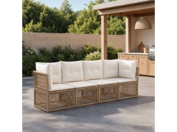 Vidaxl Conjunto De Sofá De Jardim 4 Unid. Bege Vime Pe