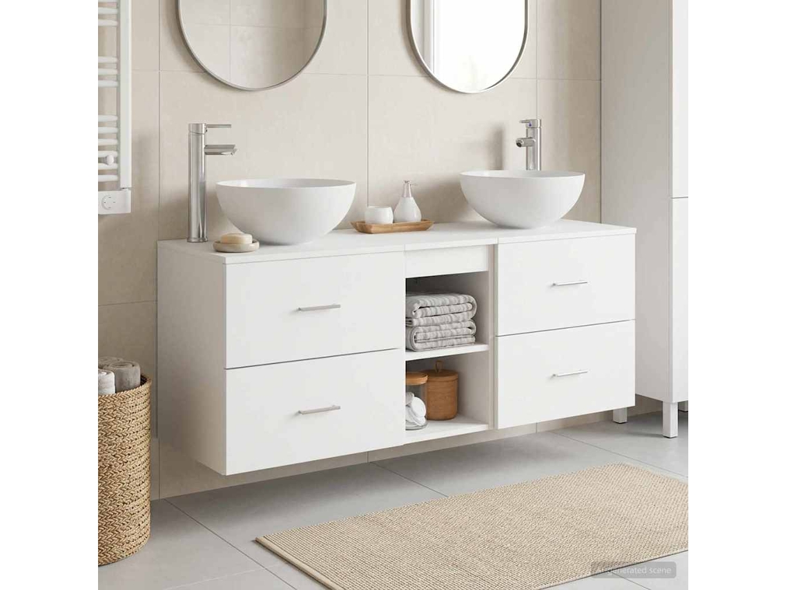 Vidaxl Conjunto De Armários Para Banheiro 3 Unid. Branco