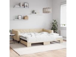 Vidaxl Sofá-cama Com Gavetão 100x200 Cm Tecido Cor Creme