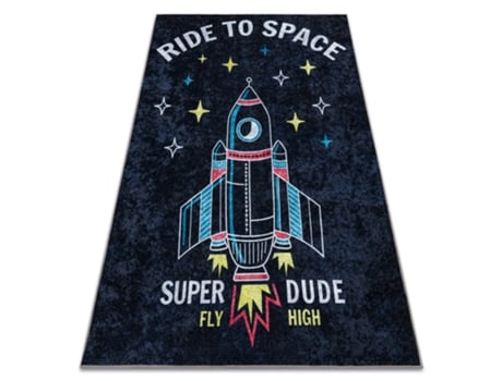 Junior 52069.801 Tapete Foguete Espacial para Crianças Antiderrapante Preto