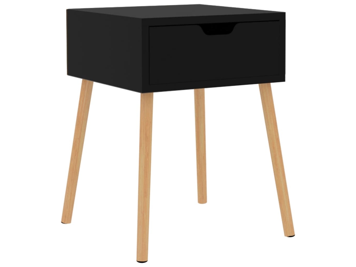 Mesa de Cabeceira Brilhante Madeira Preto