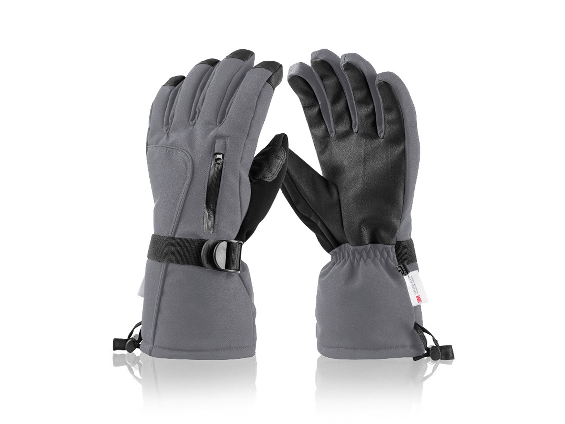 Luvas De Esqui Impermeáveis ​​com Tela Sensível Ao Toque Para Homens E Mulheres, Luvas De Inverno Com Bolso Cinza Aquaforge