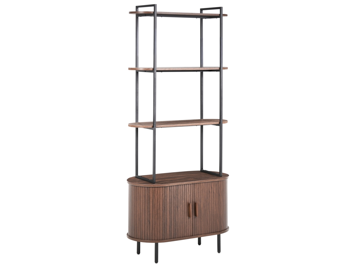 Estante Com 4 Prateleiras Beliani Bradley De Mdf Castanho Escuro 80x40x180
