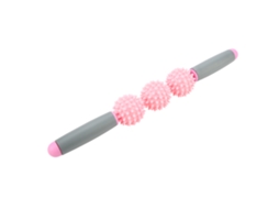 Pau De Massagem Yoga Stick Com Bola Espinhosa Para Musculos Costas Braços Pernas Rosa