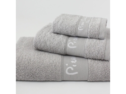 Conjunto de 3 Toalhas PIERRE CARDIN Modelo Logo Corpo 70Cm X 140Cm Rosto 50Cm X 100Cm Mão 30Cm X 50Cm 100% Algodão Cinza