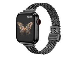 Bracelete Para Apple Watch 46/49/45/44mm - Metal Com Fecho Magnético Fino Em Aço Preto