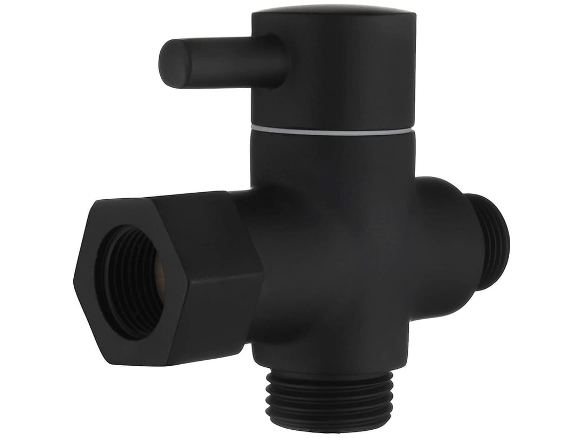 Válvula Divertida De Latão 3 Vias Com Adaptador 3/8-12/17 Para Linha De Água Do Banheiro Preta