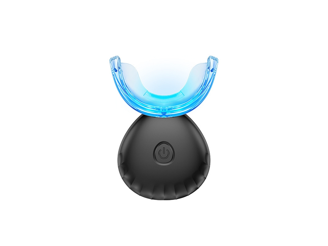 Dispositivo portátil de clareamento dental com LED, 3 modos: luz vermelha, luz azul, luz vermelha e azul, preto.