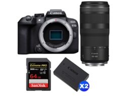Eos R10 + Rf 100 400mm F5.6 8 Is Usm + 1 Sandisk 64gb Uhs ii 300mb/s + 2 Canon Lp e17 + Ebook “20 Dicas para Fotos Que Impressionam” CANON