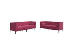 Chesterfield Sofa Set, Chesterfield Sofa Sets Vidaxl Vermelho Veludo (n/a)