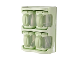 2026 caja de Sazonamento de Plástico com 4 Compartimentos Rack Combinado Multifuncional para Cozinha Verde